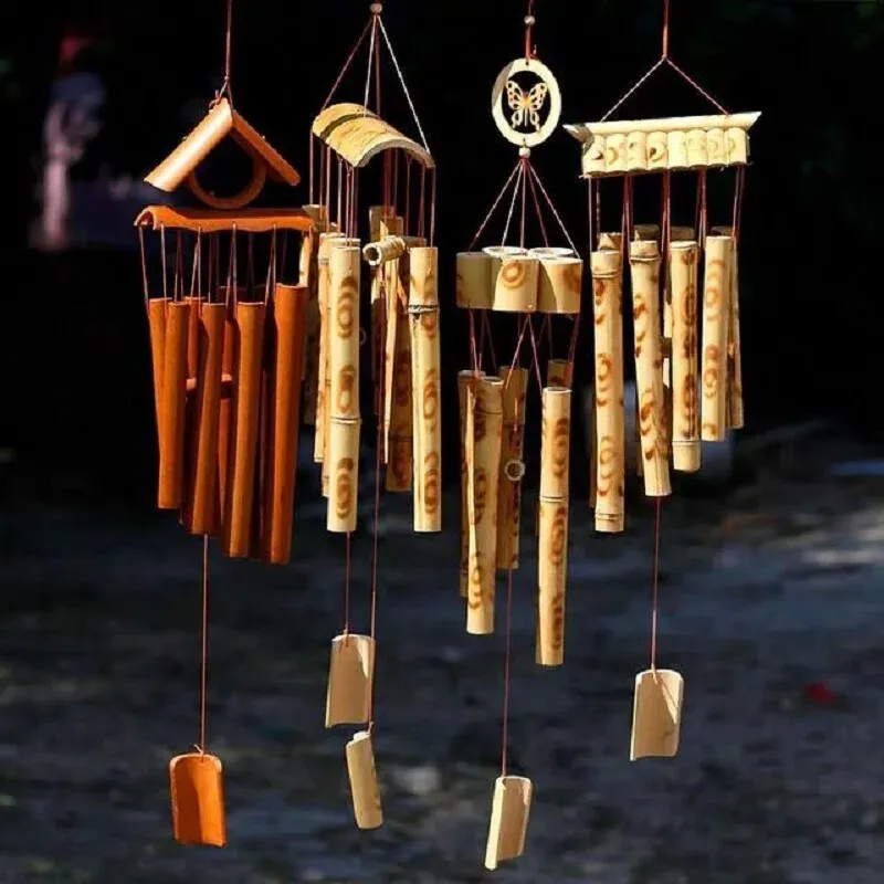 Decorazioni di bambù Cubili del vento a sospensione Balcone Outdoor Outdoor Garden Decorazioni per la casa Antique Windchime Fensoor Wall Wall Crofts