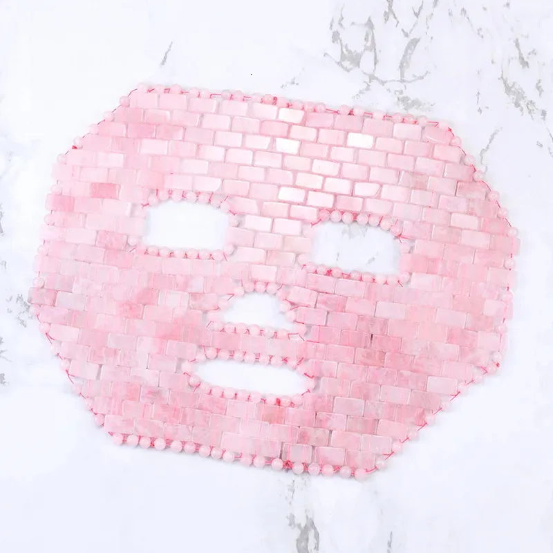 Натуральная розовая кварцевая лицо нефритовая маска холодная терапия инструмент красоты розовый кристаллический нефрит глаз маска гуашья каменной лицевой спа -салон.