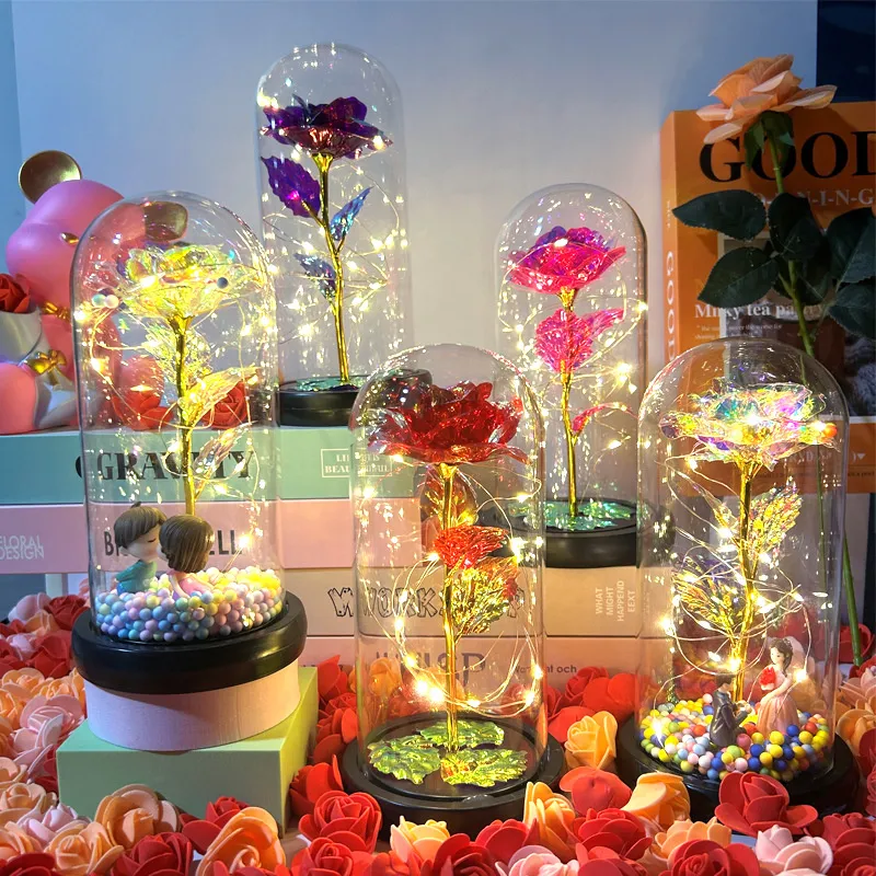 Perpetual Glass Rose in Luminous Dome Unique Birthday Gifts for Women