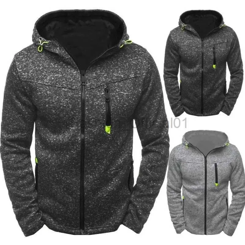 Sweats à capuche masculine Sweats Sweats Hoodie avec des poches de fermeture éclair latéral Solide en laine mince Solide Tracksuit décontracté