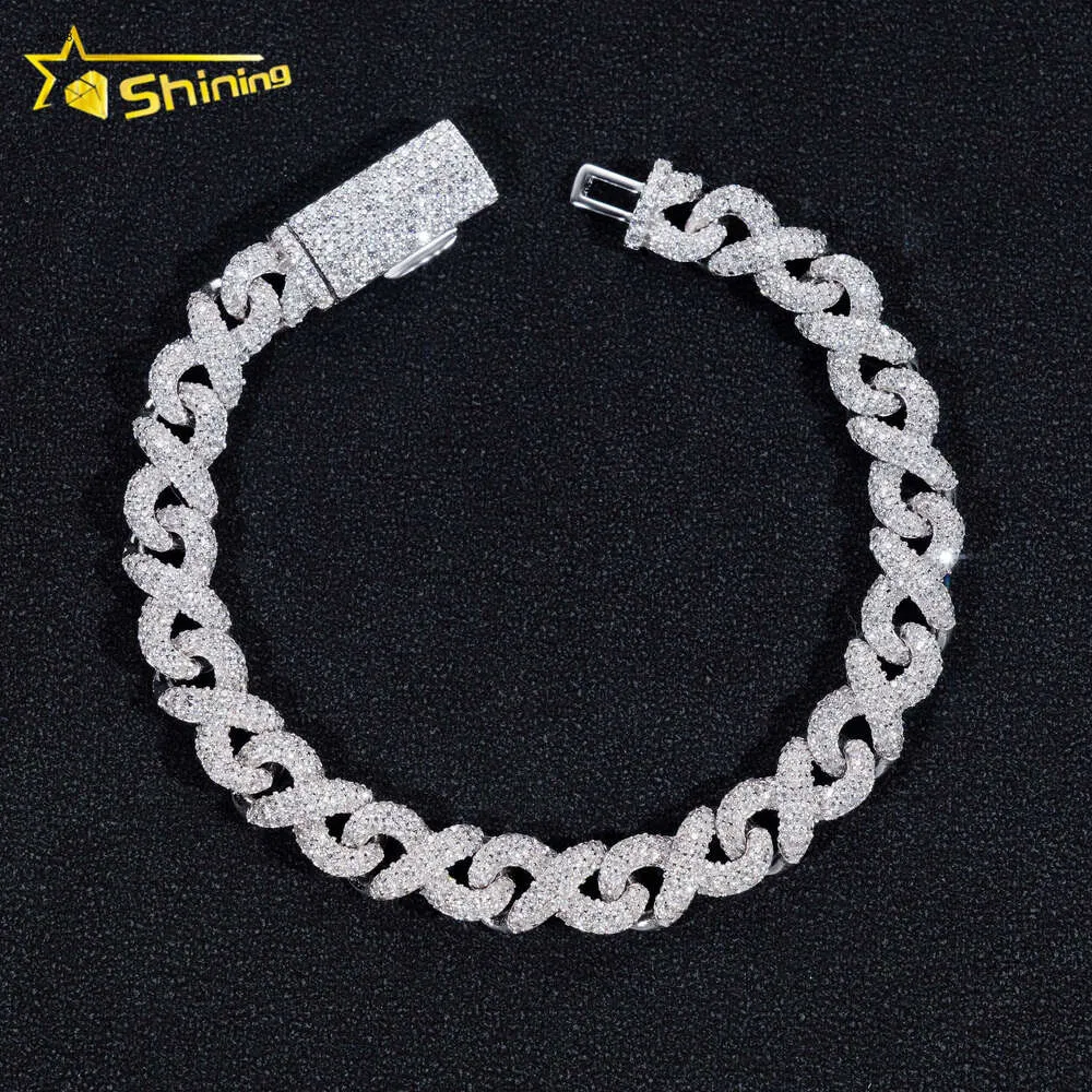 Pass Diamond Tester Factory Price S925 Hip Hop Jewelry 8MM Infinity VVS Moissanite Cuban Bracelet Diamond Cuban Link ChainDesigner Jewelry