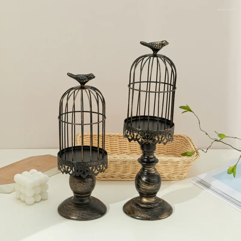 Candle Holders Retro Bird Cage Holder Metal Iron Art Candlestick Luxury Romantic Wedding Party Home Tables Centerpieces Decoration