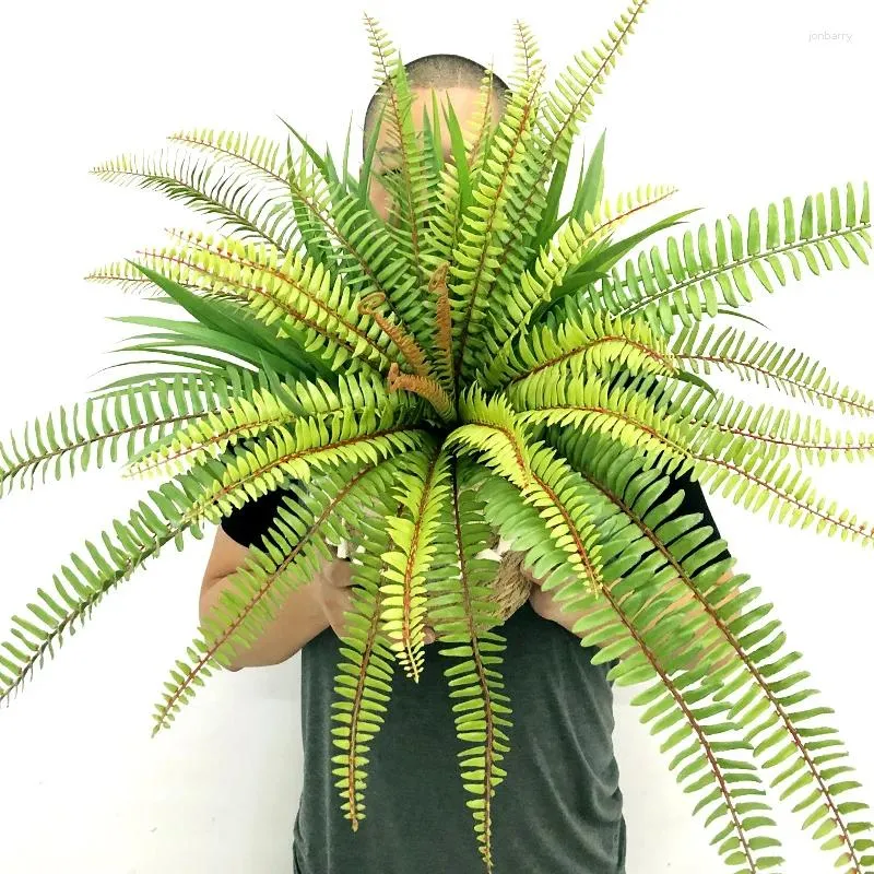 Dekorativa blommor 50/65 cm stora konstgjorda ormbunke tropiska palmplantor falska persiska vägg hängande träd plastfalllöv för utomhus