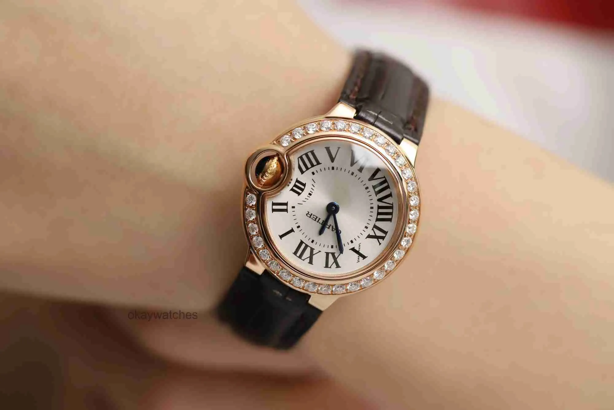 Unisex wijst automatisch werkende horloges Carter Direct Blue Balloon Rose Gold Watch Womens Quartz W6900256 met diamanten inleg aan de achterkant