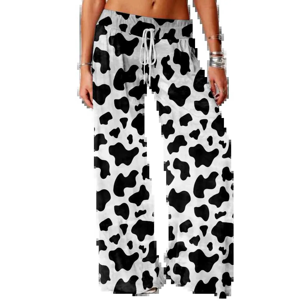 Frauenhose Capris Frühling Sommerwomens Hosen Weitbein Hosen Strt Leopard Print High Taille Y2K Kleidung Harajuku Lose hochwertige Kleidung Y240429