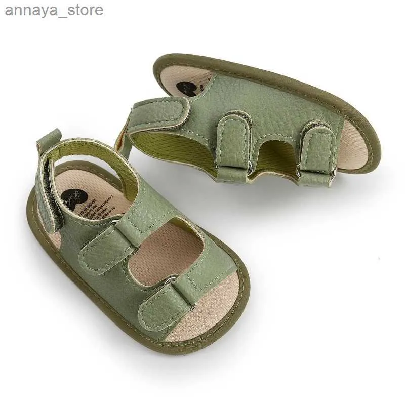 Sandals Baywell Moda Yaz Bebek Sandalet Erkekler ve Kızlar İçin Uygun Slip PU İlk Yürüyüşçüler Düz Renk 0-18 Aylık240429