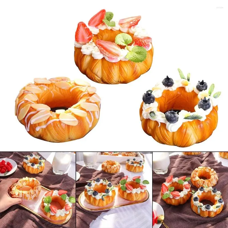 Decoratieve bloemen simuleren fruitcake donutmodel kunstmatige nep brood bakkerij po prop keuken diy decor