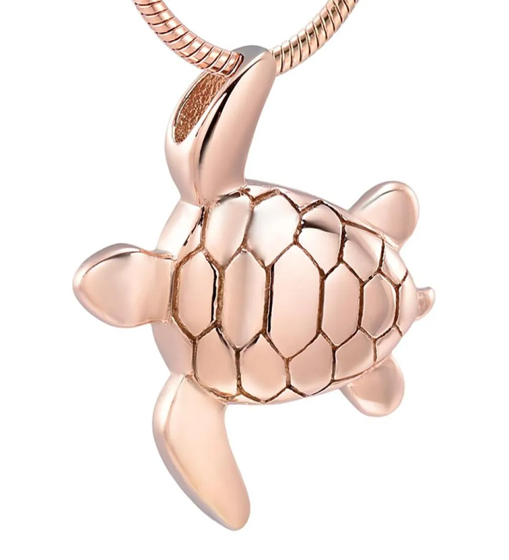 Z9949 Crémation en acier inoxydable Mignon Rose Gold Sea Turtle Crémation KeepSake Sending Ashes Urn Memorial Souvenir Collier Bijoux6805926