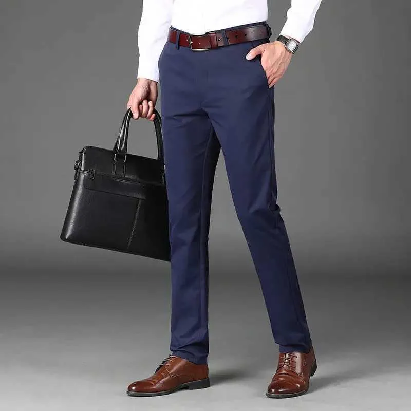 Pantaloni maschili da uomo affari set di uffici primavera/estate Nuova strada sciolto Solid Casual Straight Full Wear 2022 Q240429