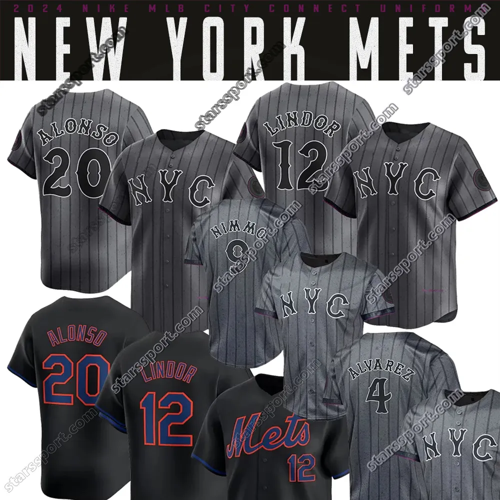 12 Francisco Lindor Mets 2024 City Connect Jersey Francisco Alvarez Kodai Senga Alex Ramirez Brandon Nimmo Starling Marte Jeff McNeil Edwin Diaz Pete Alonso