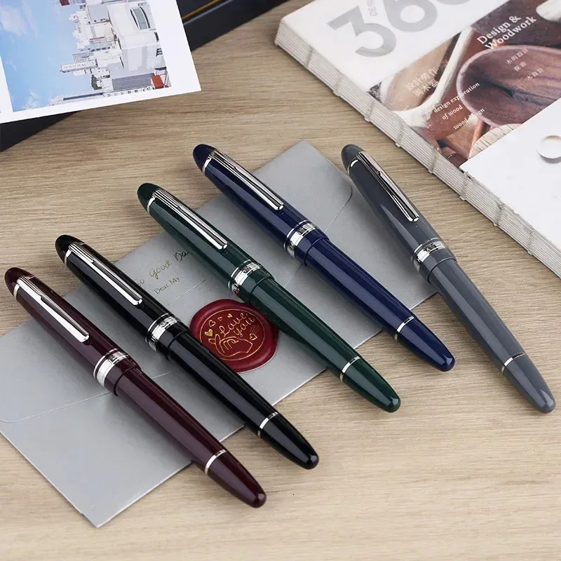 Majohn P136 Fountain Pen 금속 구리 피스톤 EF 0.4mm f 0.5mm m 펜촉 학교 사무용품 공급 학생 작성 선물 펜 편지지 240417