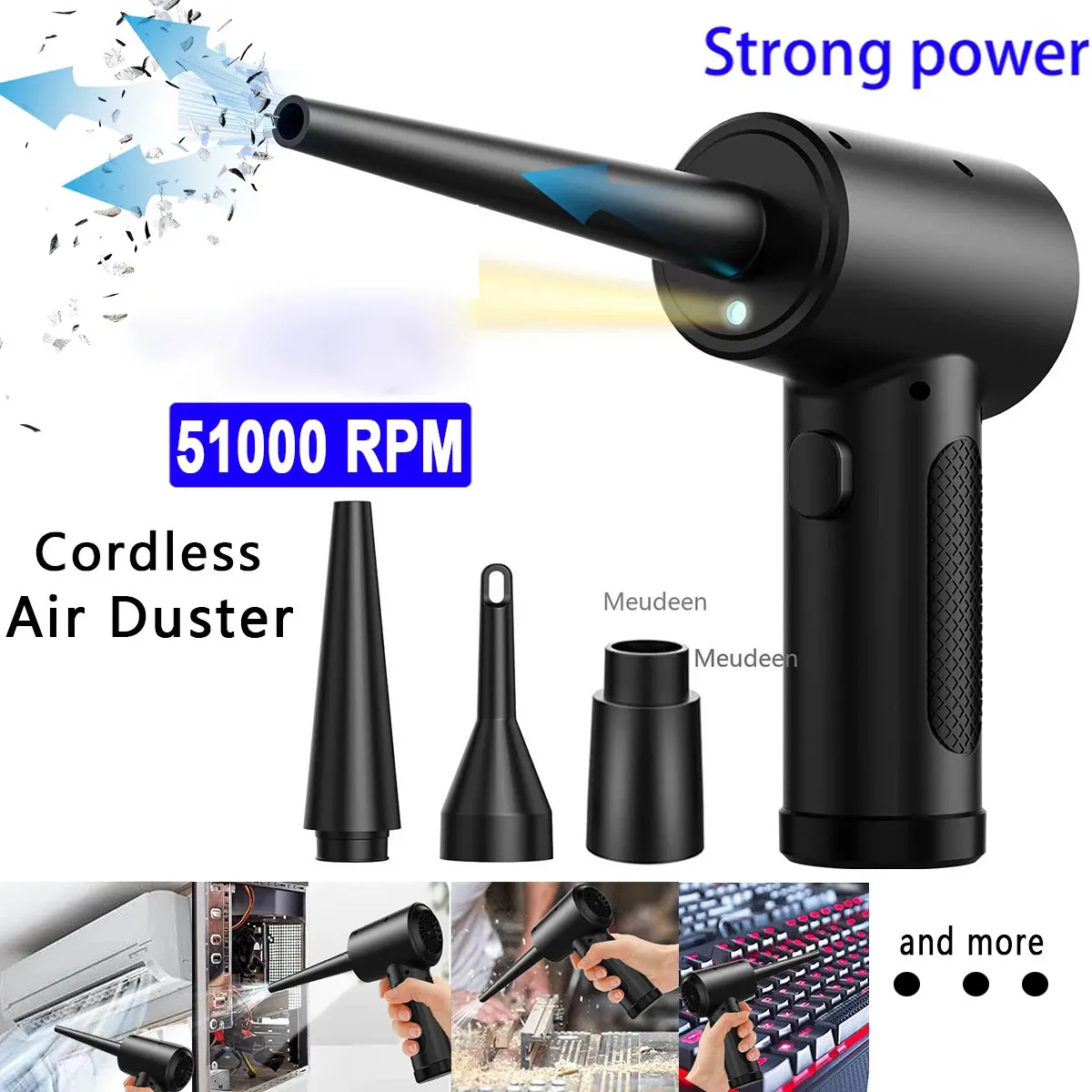 51000 U / min drahtlose Luftluft Duster Verstellbare kabellose Luftgebläse Druckstaub Blowing Gun Handheld Tastatur PC Camera Reiniger 240429