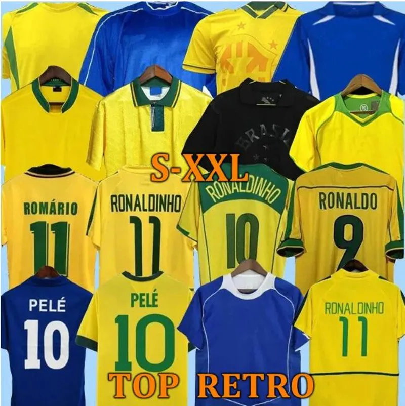 1998 Brasil Soccer Jerseys 2002 Camisas Retro Carlos Romario Ronaldinho 2004 Camisa de Futebol 1994 Brasils 2006 1982 Rivaldo Adriano Joelinton 1988 2000 2010 1999 1999