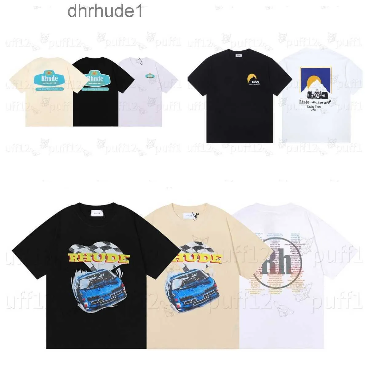 2024デザイナーメンズTシャツrhudeTシャツ夏のメンズTシャツ販売のためのレディースrhudeデザイナートップスレターポロス刺繍Tシャツ服