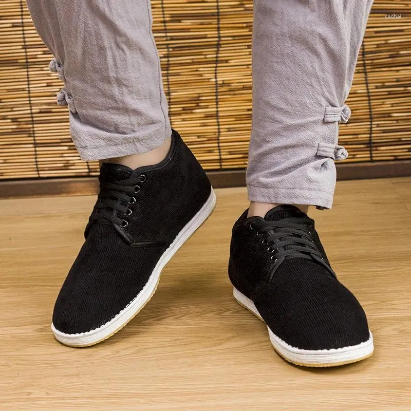 Casual Shoes China Classic Winter Old Beijing Handmade Layers Bottom Cloth Black Corduroy Cotton Thickened Man Woman Warm
