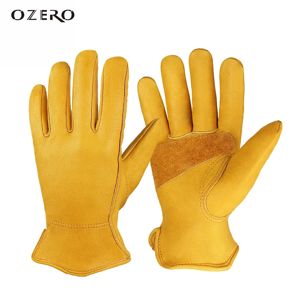 Decorações Ozero Men Work Luvas Soldagem Luvas de trabalho Luvas de proteção de proteção de couro de couro de couro luvas mecânicas de vedação mecânica 1005