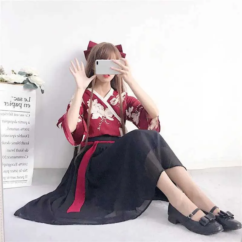 Etnische kleding Chinese stijl Studentuniform Traditionele Hanfu -jurk voor schoolmeisjes