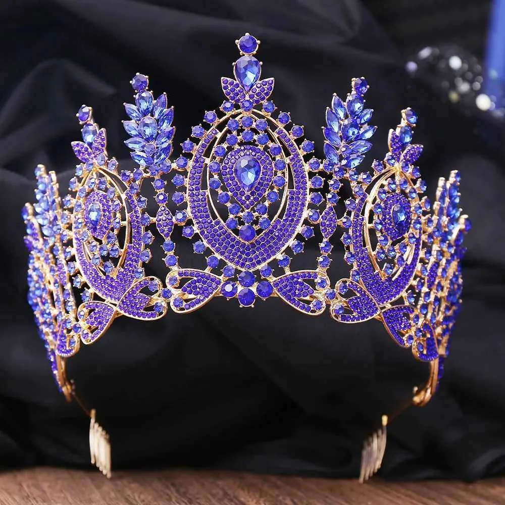 Baroque Flower Full Crystal Tiara Crown for Women Wedding Bridal