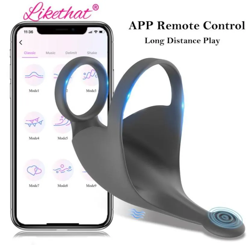Bluetooth testikel scrotum vibrator för män kuk ring app trådlöst fjärrbälte mäns masturbator sexiga leksaker par4324788