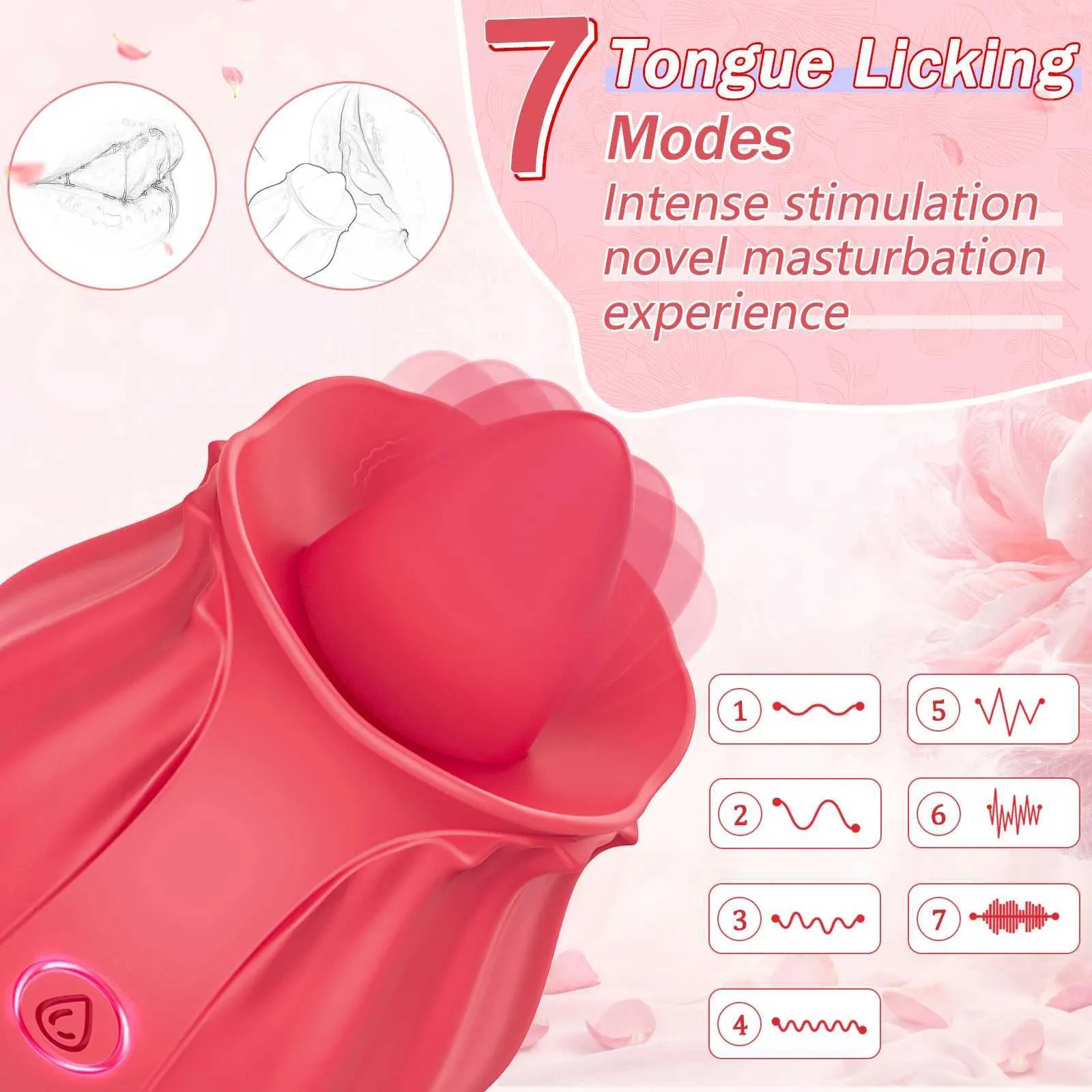 Femmes Rose Longue Licking Vibrator G Spot Stimulation de mamelon Stimulation adulte Vibrant Silicone Clitoral Vibrateurs Sex Toys for Women NVD1