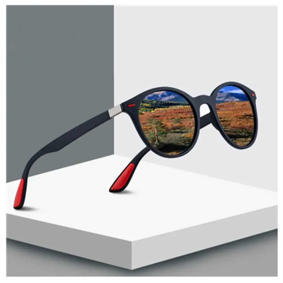 Güneş gözlüğü yeni marka moda unisex güneş gözlükleri polarize kaplama aynası, erkek/kadınlar için yuvarlak erkek gözlük sürüyor UV400 H240429