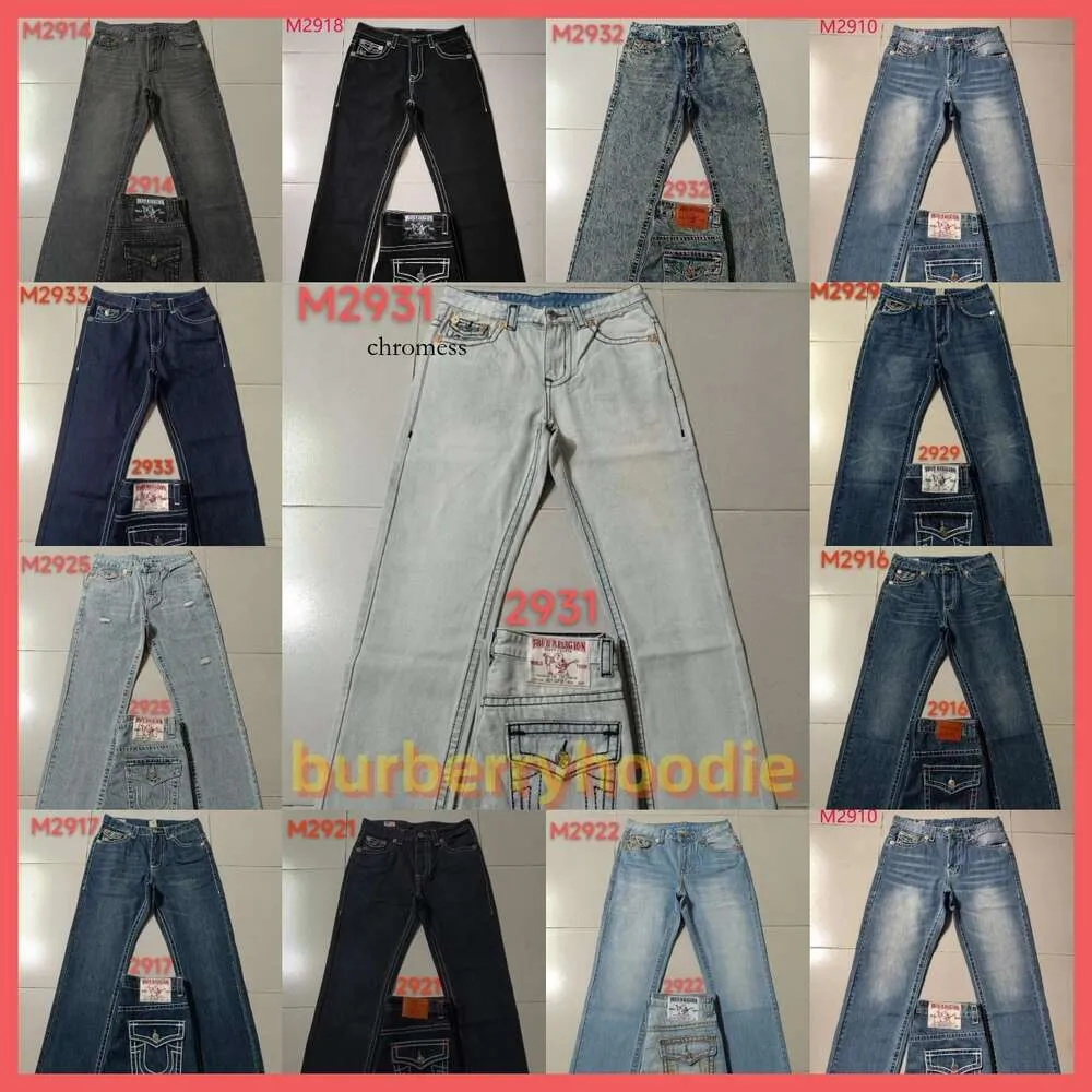 Fashionsstraightleg 18ss Nowe prawdziwe elastyczne męskie meny rockowe dżinsy kryształowe paliwa dżinsowe Projektowanie spodni True Religions Men 51
