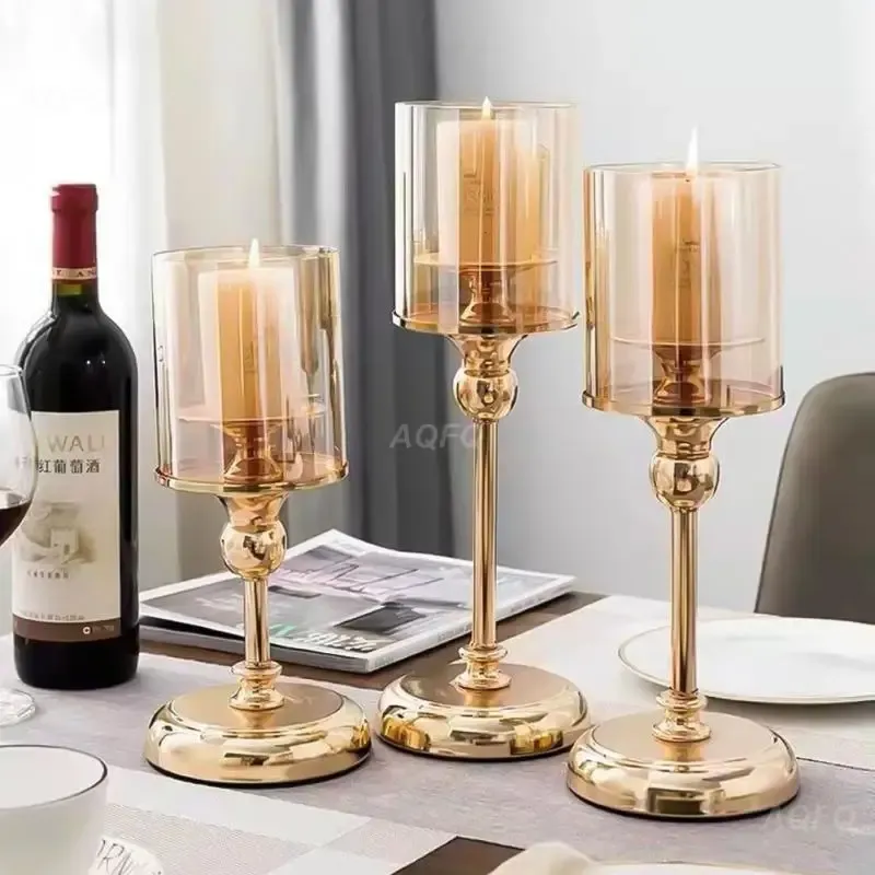 Bougies Luxury Classic Metal Candlers Boldlers Vintage Golden Candlestick Home Decoration For Wedding Candelabra Crystal Candlers