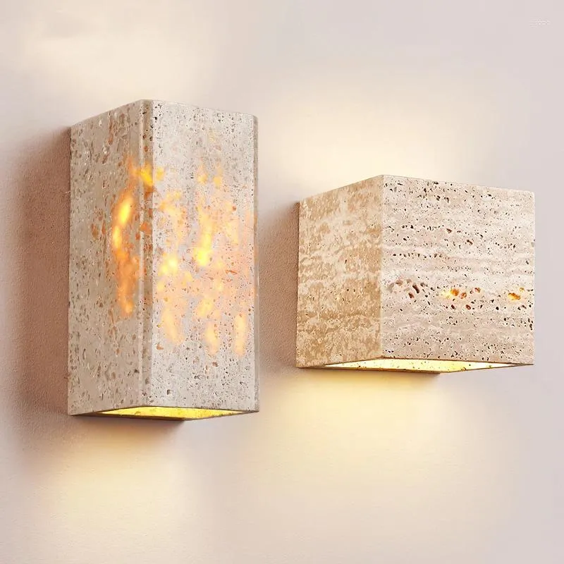 Wall Lamp Home Designer Landscape Homestay Villa Bedside Corridor Stairs Yellow Travertine LED