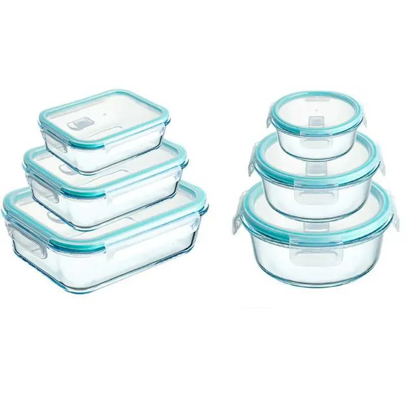 Boîtes à bento boîtes à lunch en verre borosilicate micro-ondes au congélateur bento scellé chauffé bol à soupe fraîche Q240427