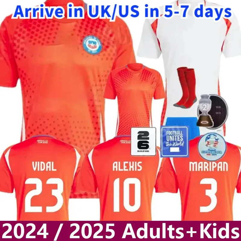 CHILE 24/25 Maglie da calcio del college Alexis Vidal Kit Kit National Team Shirt Football Home Red Away White Full Set Men Camiseta 2024 Copa America Zamorano Isla Ch.