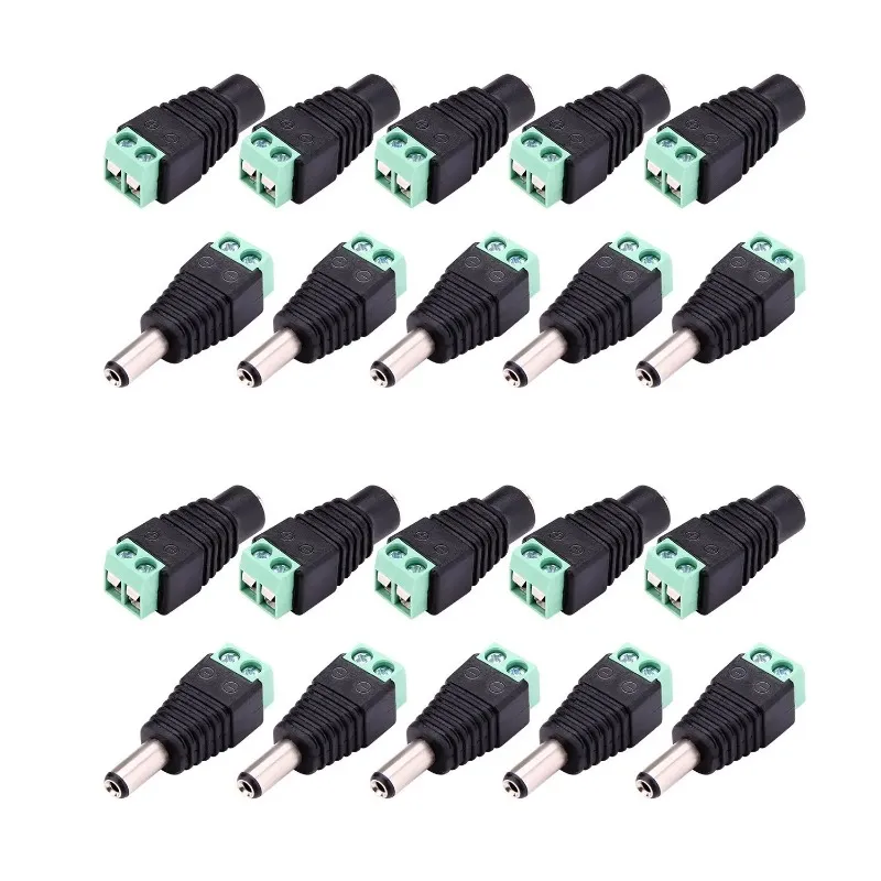 10 pair (20pcs) Coax Cat5 To Bnc DC Power Male jack plug DC female Connector plug adapter Av BNC UTP for CCTV Camera Video Balun