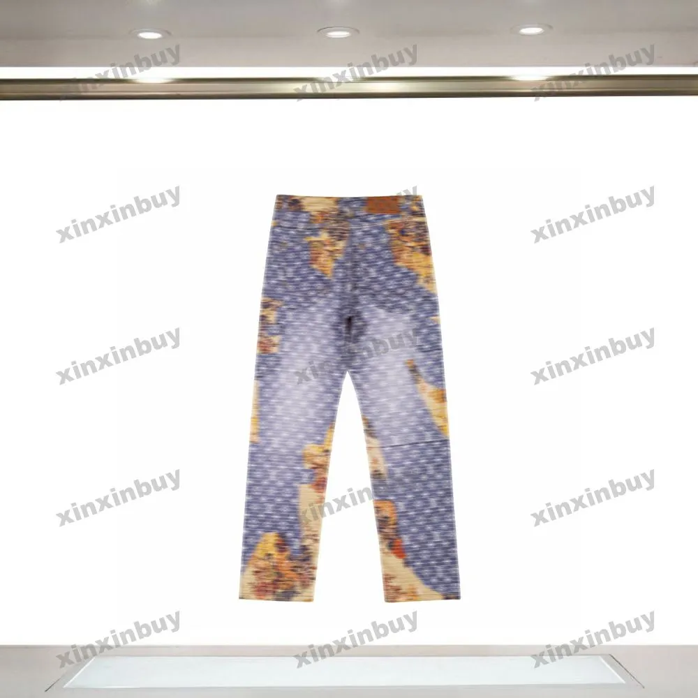 Xinxinbuy Men Vrouwen Designer Pant Pocket Bloempaneel Letter Jacquard Fabric Denim Sets Lente Zomer Casual broek Zwart Wit S-XL