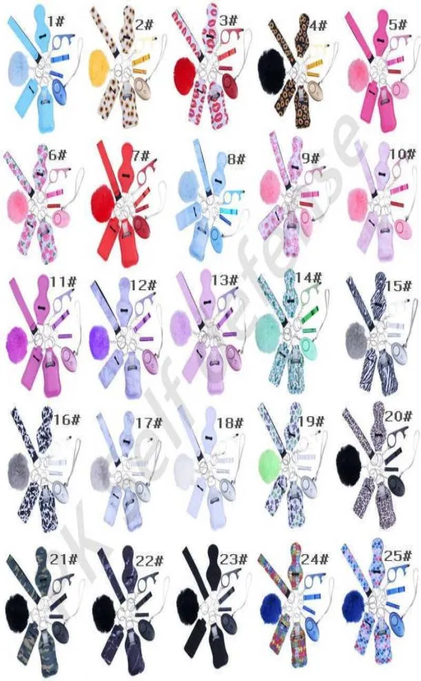 Self Defense Keychain Set For Women 2022 Factory Multi Colors Alarm Pompom Wristlet Suit8821068
