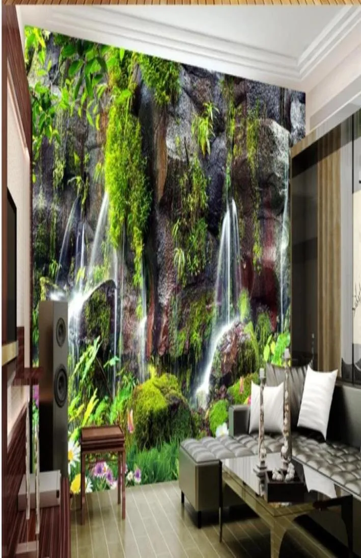 Custom Po Wallpaper schöne Landschaft Tapeten Garten Landschaft Wasserfall Landschaft Hintergrund Wall8854453