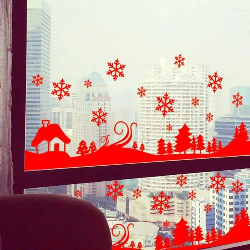 Pegatinas de pared Ventana de nieve navideña Pegatina de la ventana para niños Decoraciones de calcomanías para el año hogareño