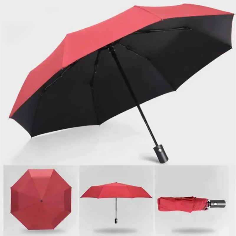 Regenschirme Automatische Regensonne Regenschirm Schwarze Beschichtung Parasol Anti-UV 3 falten windbeständig