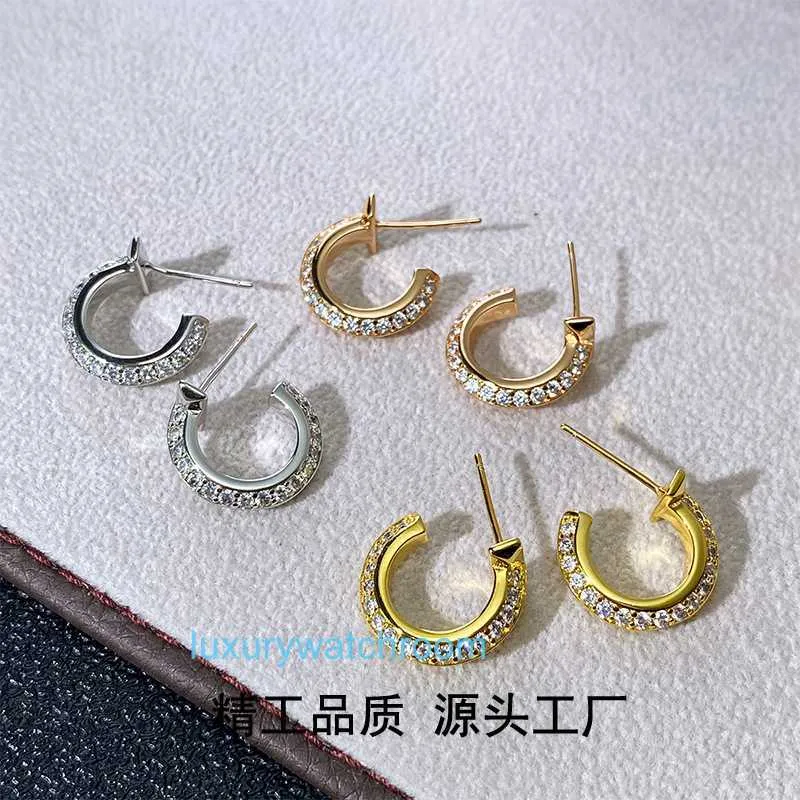 Fashion Simple Ttifeeny Серьги универсальные V-Gold Новые круглые с серьгами с полными алмазами.