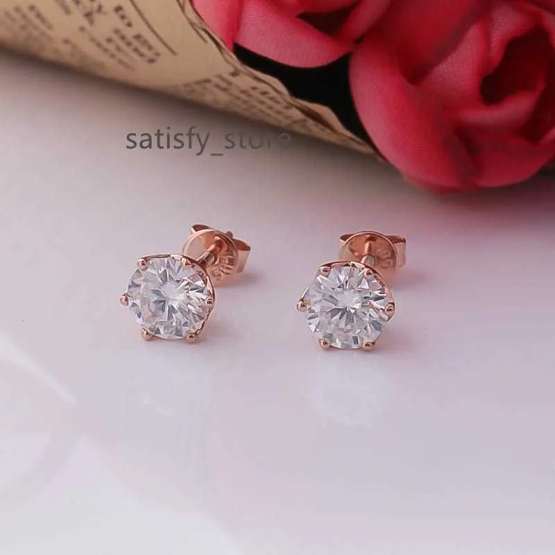 Återoors heta försäljning kronblad Ställa in Moissanite örhängen skruva tillbaka 14K Rose Gold Stud örhängen för kvinnor