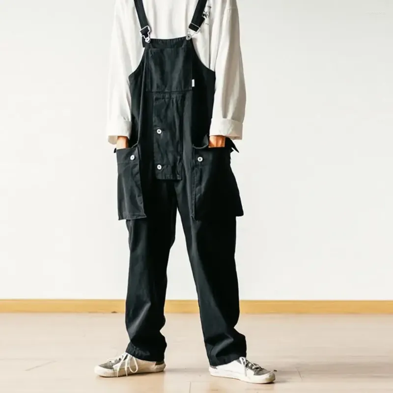 Herenbroek mannen jumpsuit meerdere zakken massieve kleurzak losse comfortabele verkleed over extra grote vintage Japanse stijl