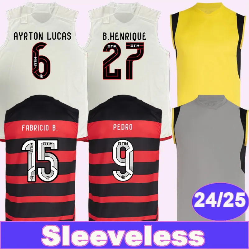 2024 25 Flamengo Vest Mens Soccer Jerseys PEDRO GABI L. ORTIZ VICTOR HUGO ALLAN DE ARRASCAETA GERSON Home Away Training Wear Football Shirts