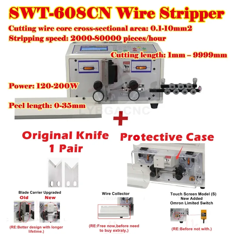 Atualizada SWT-608-CN Drives de duas rodas de duas rodas de stripper Máquina de corte de remoção de arame elétrico para fios de tira de computador 0,1mm-2,5mm2