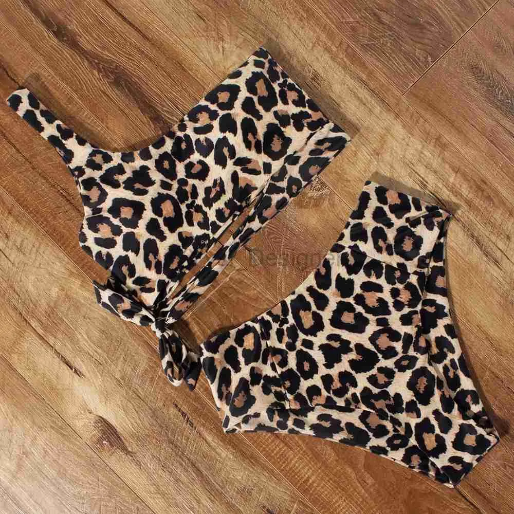 Bikini de maillots de bain féminin Swimsuit féminin 2022 MAINTRAIRE FEMMES SEXY ONE ÉPAUDE PUSH UP LEOPARD HIGH BIKINI BIKINI SET SWINGWEAR Suivi D240429