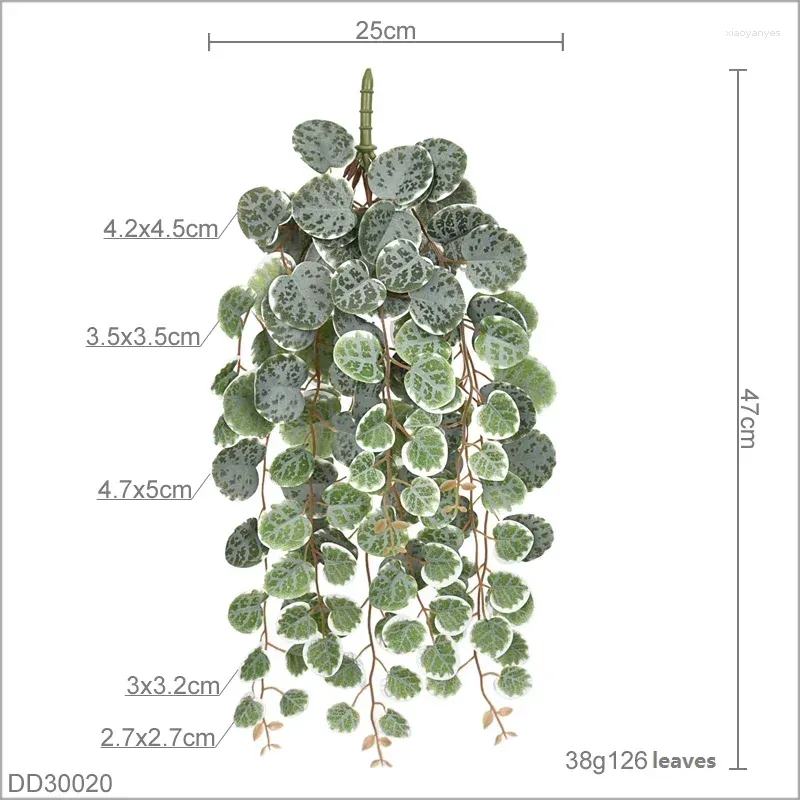 Decorative Flowers 47cm Artificial Money Leaves Green Plants Wall Hanging Vines El Lobby Decoration 3D Printing Simulation Eucalyptus Leaf