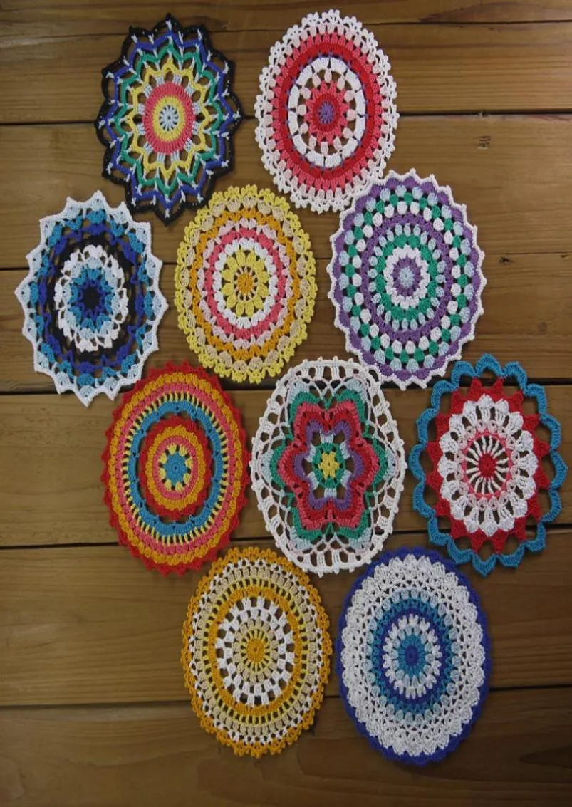 10 pezzi colorati mandala dolielies a mano tinti di uncinetto vintage dolielies piccoli sottobicchieri rotondi da 665 pollici 465385184