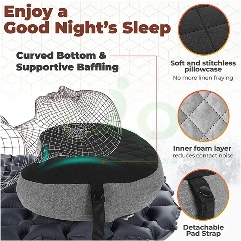 Mat Ultralight Portable Camping Inflatible Pillow Pad Camping Pillow Trekking Sleep Compressing Outdoor Poduszka podróżna