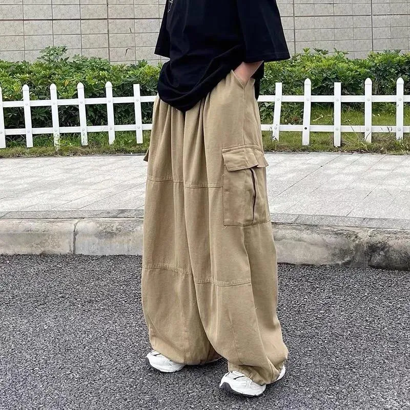 Pantalon féminin Femmes surdimensionnées Poches BF Fashion Japonaise Black Ligners Pantmans Harajuku Streetwear Hip Hop Khaki Cargo