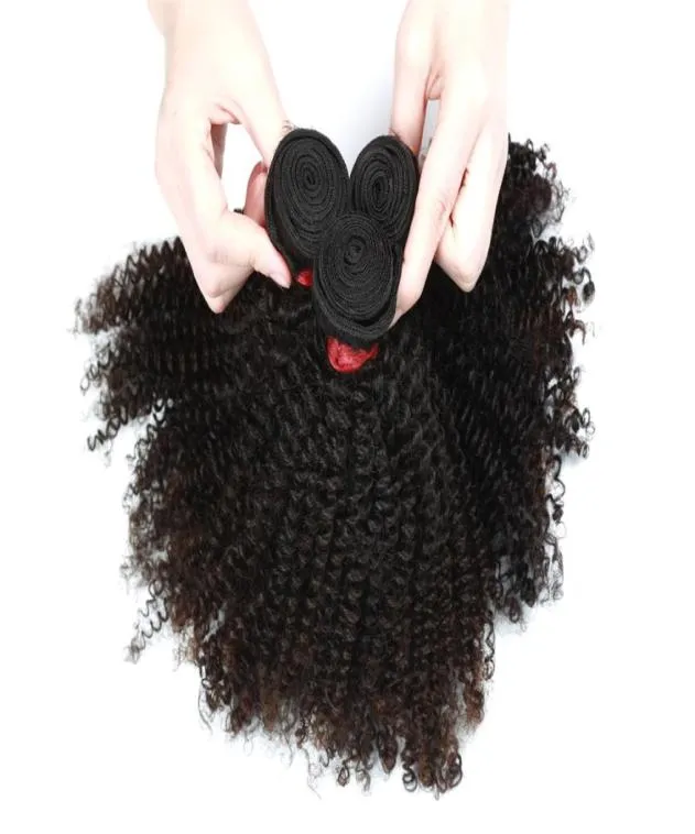 9a Afro Kinky Curly Hair Extension 3 Pacotes ou 4 pacotes de cor de cabelo natural da Malásia Brasileira Malásia 100 cor natural 828inch4584344