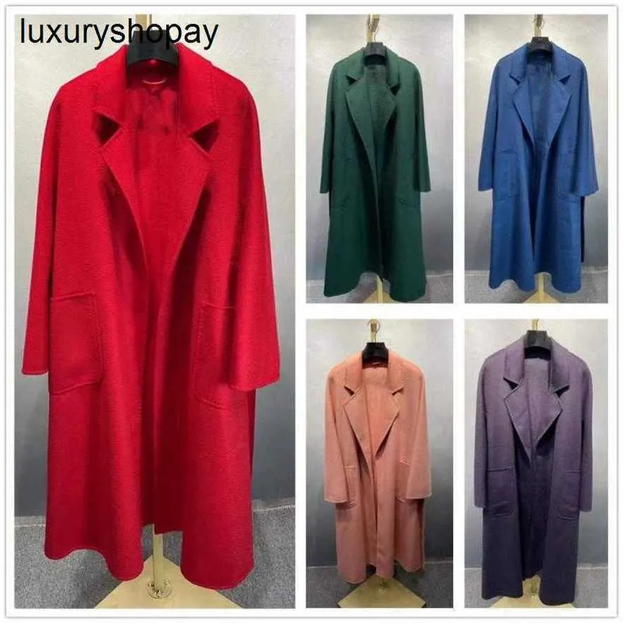 Top Maxmaras Cashmere Coat Womens Wickelmäntel Teddy Max 100% Labor Hot Bar Classic Classic exquisite Wasserwelle Schnürung fest