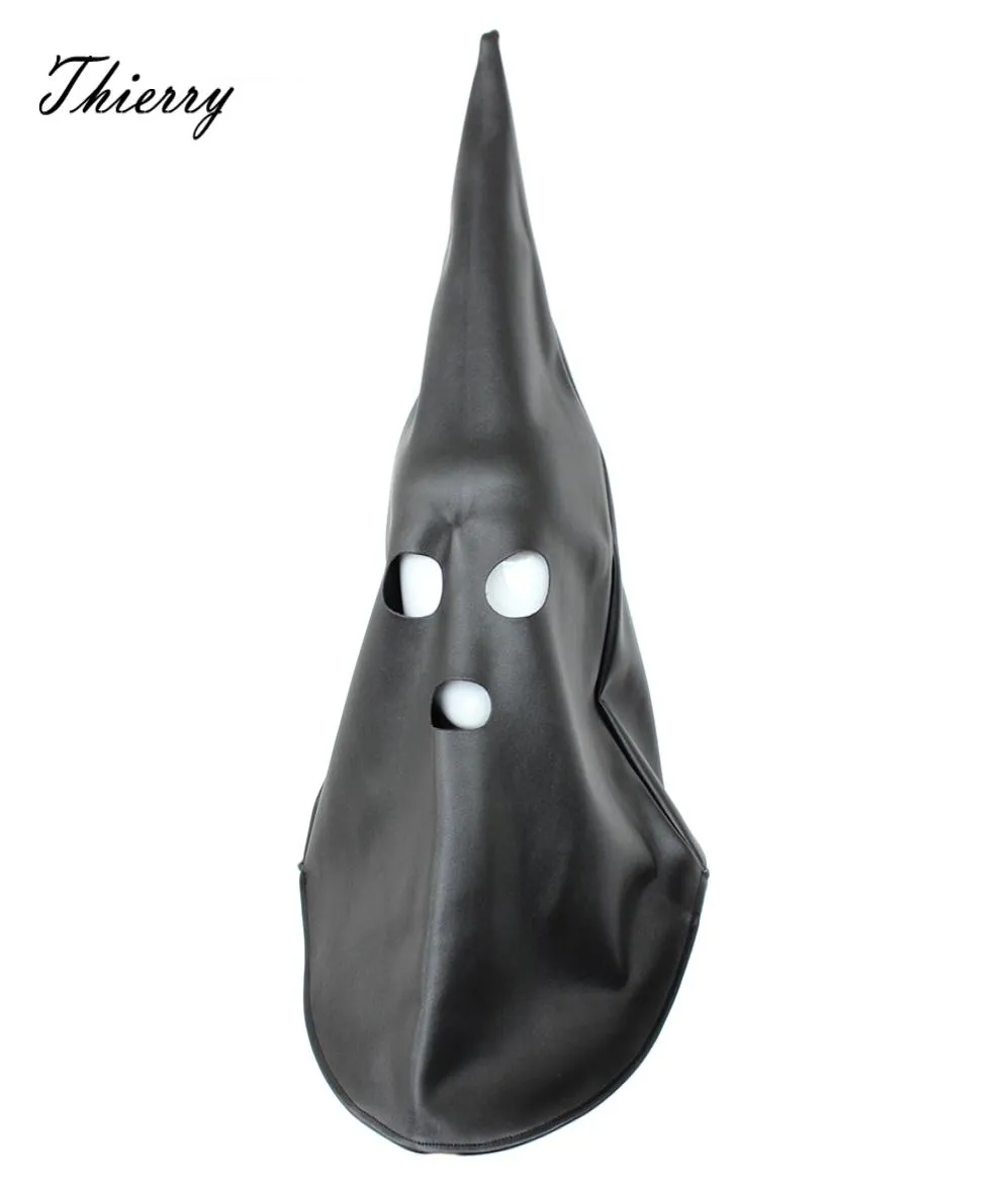 Thierry Ghost Executioner Hood Mask Full Cover Bondage Head Hood With Open Mouth Eye Sex Toys For Fetisch Couples Adult Game T2009657895