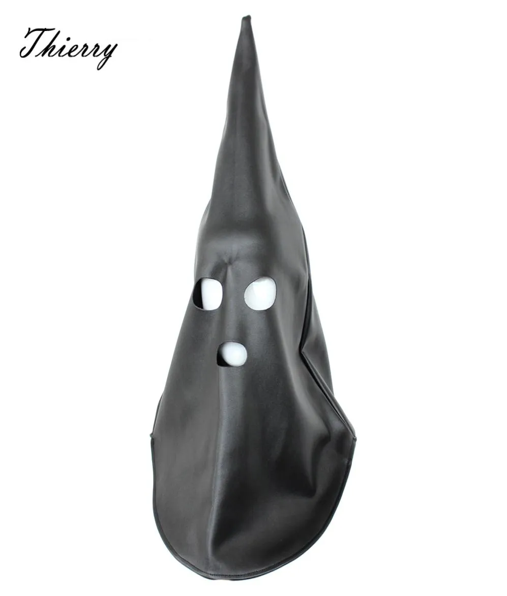 Thierry Ghost Executioner Hood Mask Cover Full Bondage Header Caperéjoe con juguetes de sexo de ojos de boca abierta para parejas fetiche Juego de adultos T2009657895